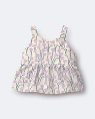 Toddler Girl Peplum Tank Top in Wildflower Print - Cream