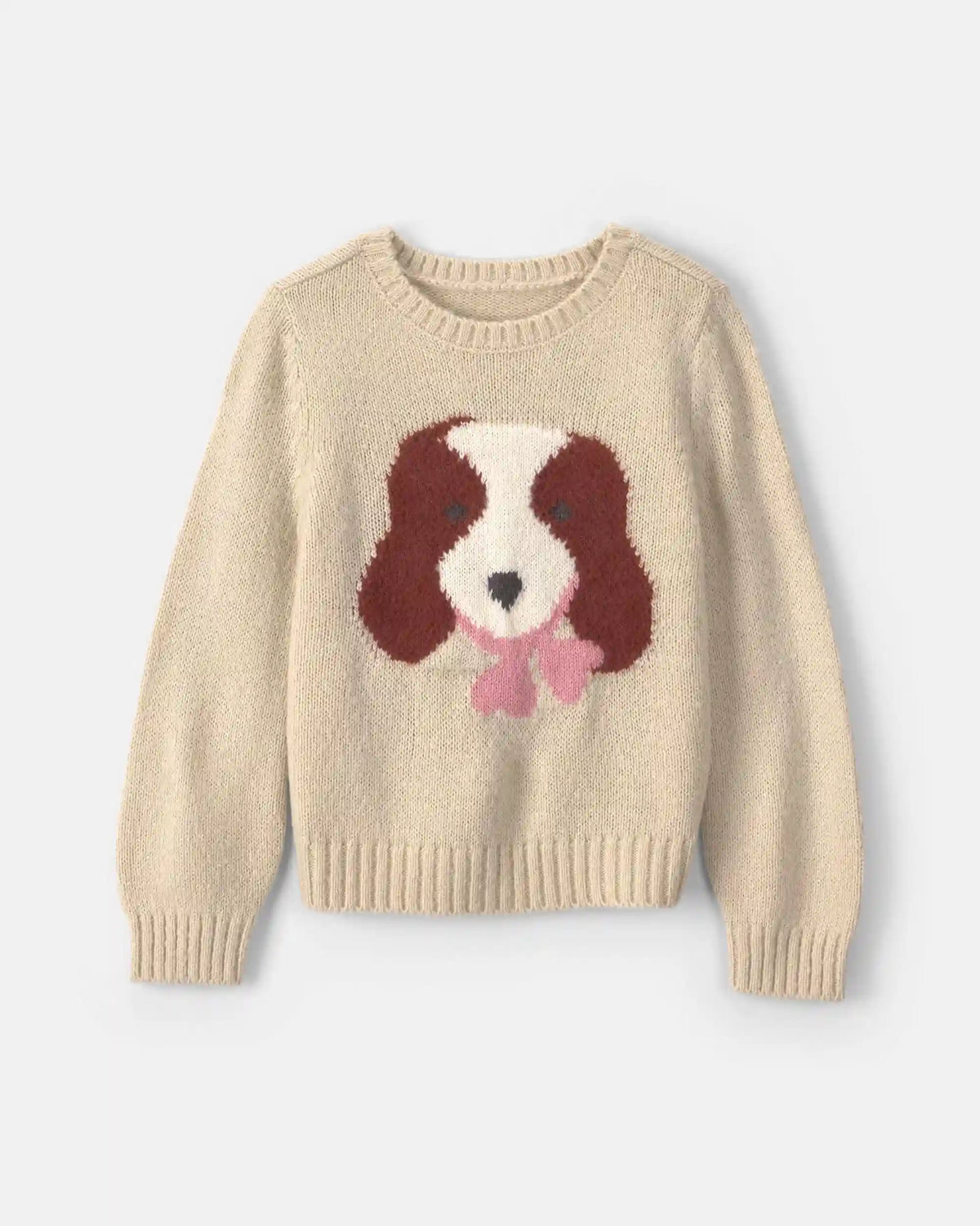 Toddler Girl Dog Sweater - Cream