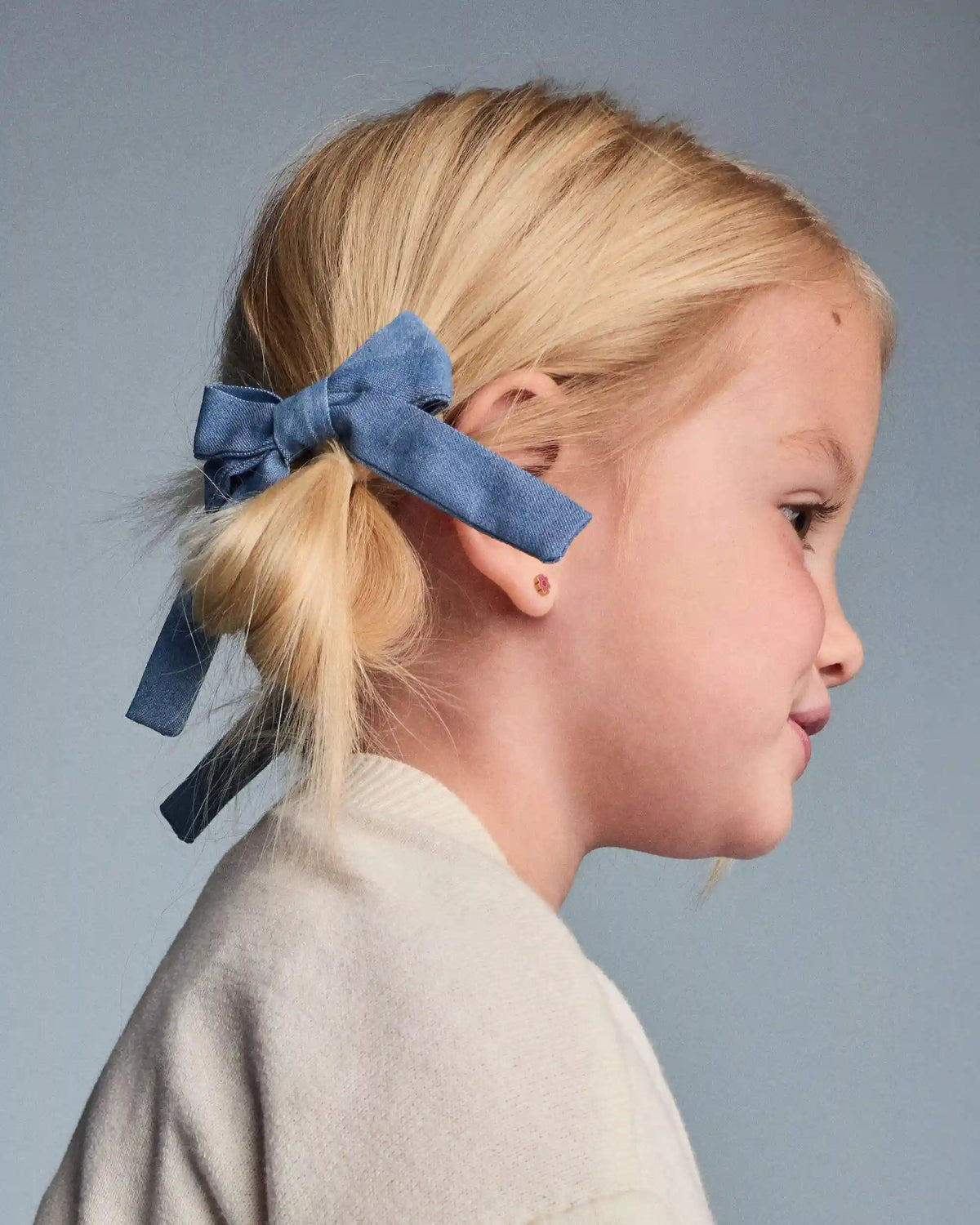 Toddler Girl 2-Pack Bow Hair Clips in Chambray - Blue