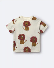 Toddler Relaxed Graphic Tee in Lion Print - Cream