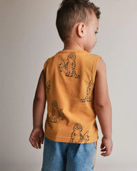 Toddler Boy Henley Tank in Fishing Tiger Print - Golden Yellow