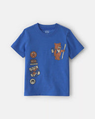 Toddler Boy Camping Bear Graphic Tee - Blue