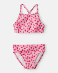 Toddler Girl 3-Piece Strawberry Rashguard Swimsuit Set - Pink