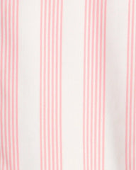 Girls Striped Loose Fit 2-Piece Pajama Set - Pink/Ivory