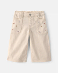 Baby Girl Floral Twill Pants - Cream