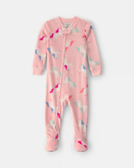 Toddler Girl 1-Piece Unicorn DreamPlush Snug Fit Footed Pajama - Pink
