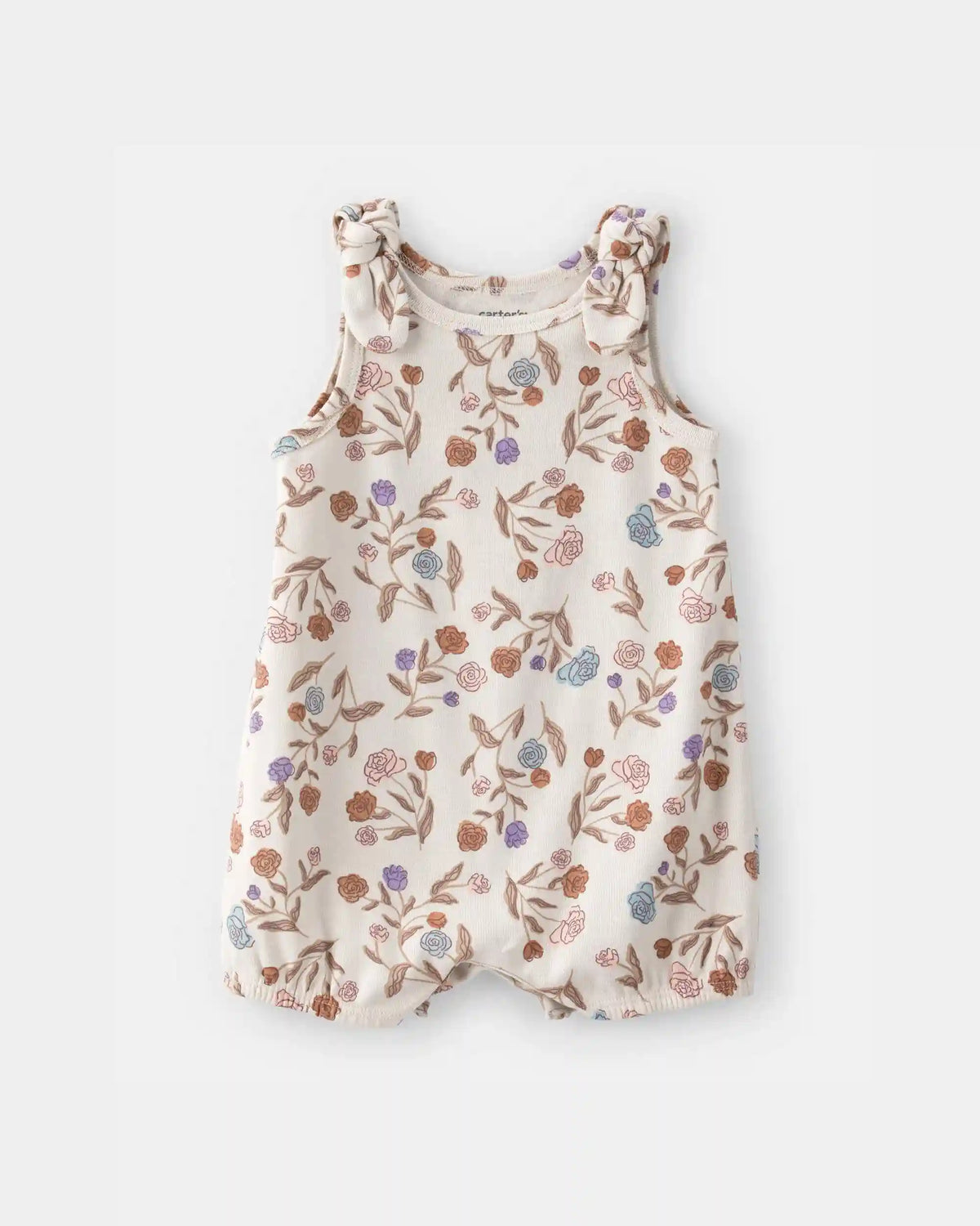 Baby Girl Floral Sleeveless Romper - Ivory