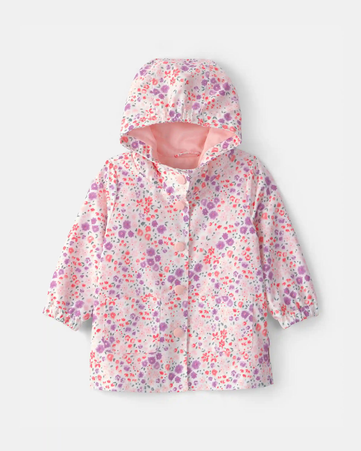 Baby Girl Floral Raincoat - Pink