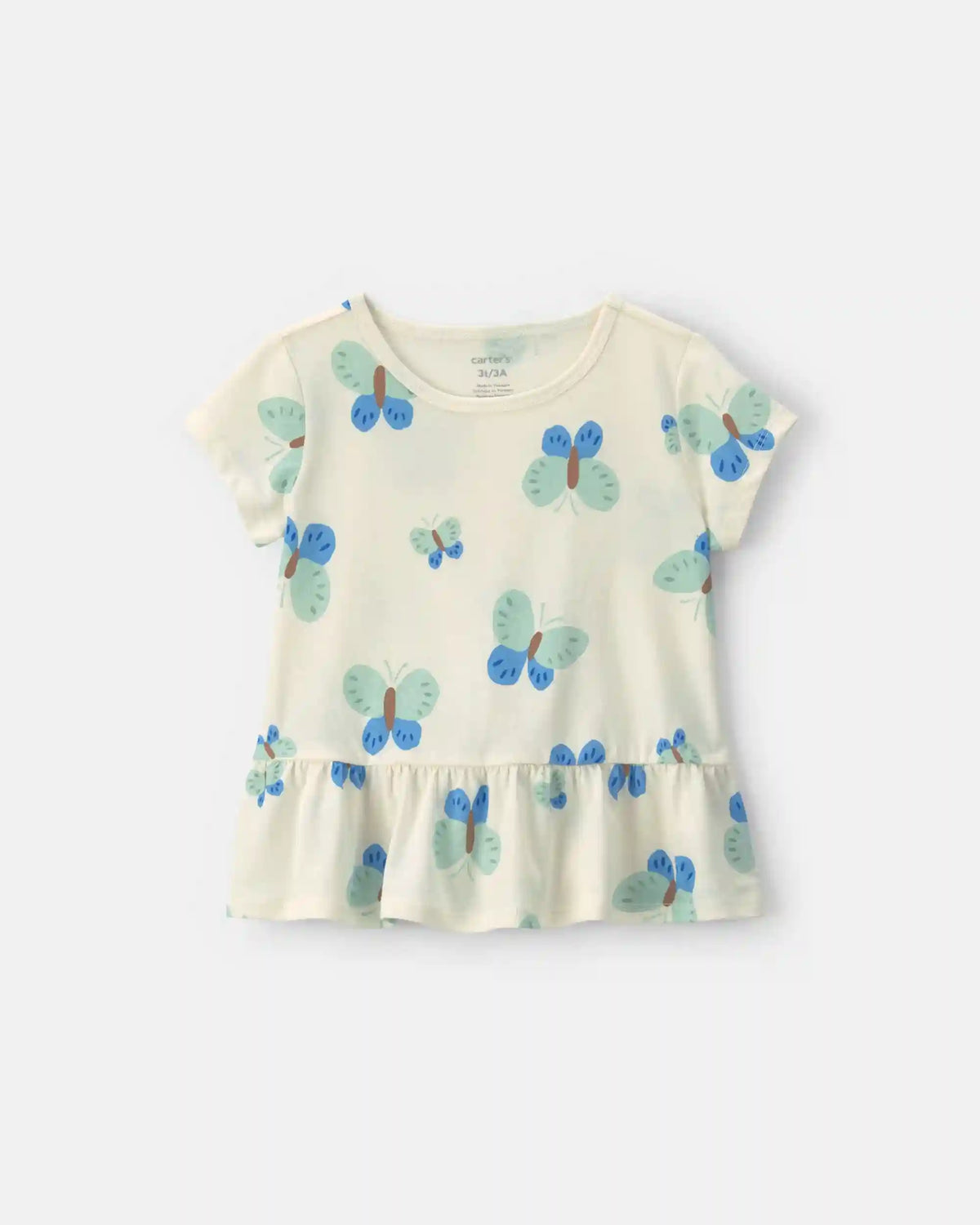 Toddler Girl Butterfly Peplum Top - Cream