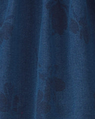 Girls Floral Denim Skirt - Medium Wash