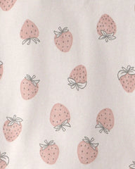 Girls 2-Piece Organic Cotton Ribbed Pajama Set in Strawberry Print