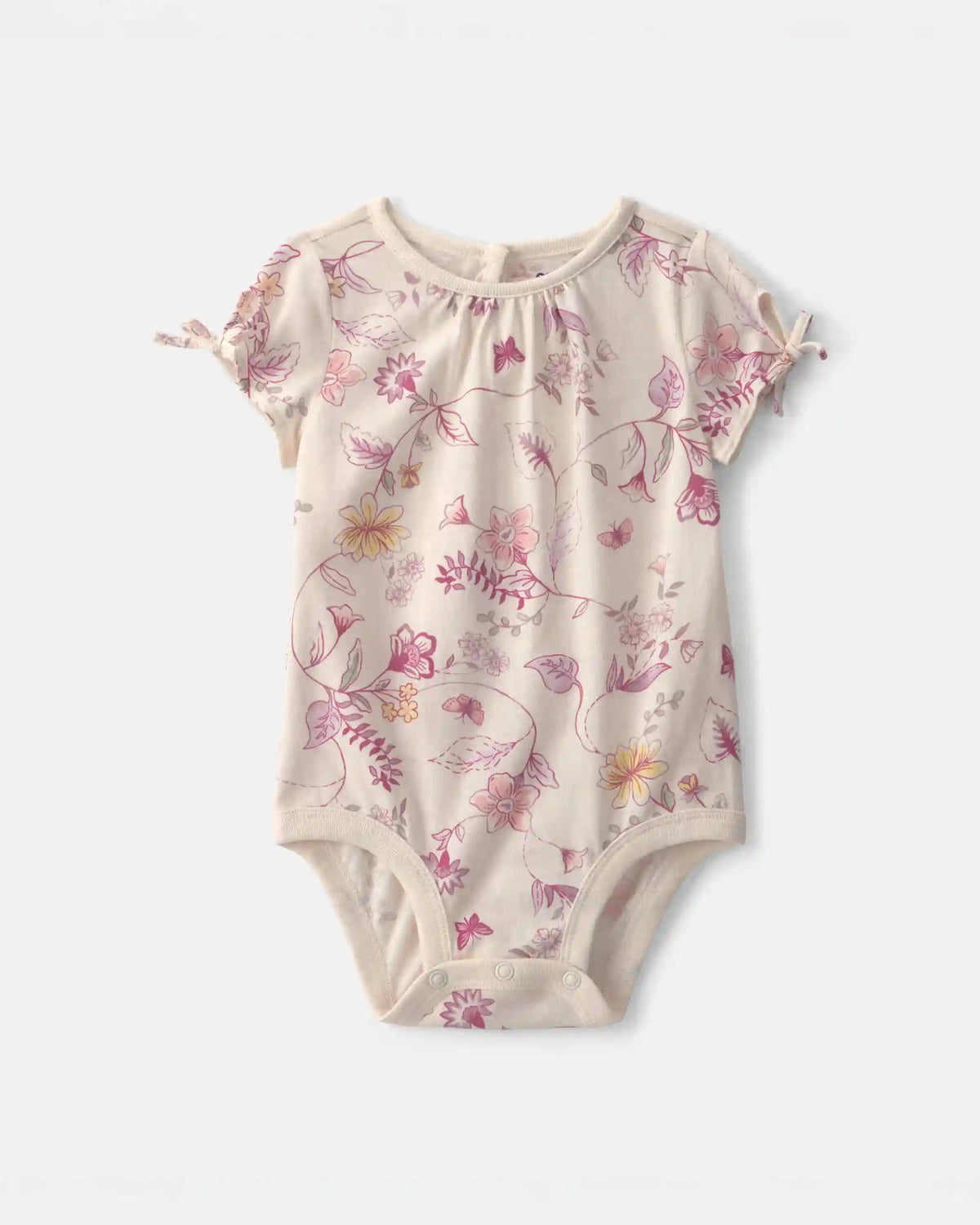 Baby Girl Floral Short-Sleeve Bodysuit - Ivory