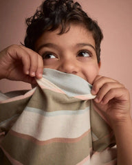 Toddler Boy Otter Pocket Tee in Stripes - Cream/Light Blue