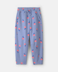 Girls Floral Fleece Barrel Pants - Blue/Pink