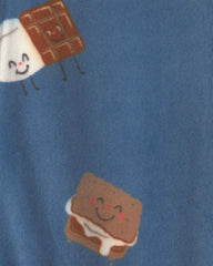 Toddler Boy 1-Piece Smores DreamPlush Snug Fit Footed Pajama - Navy Blue