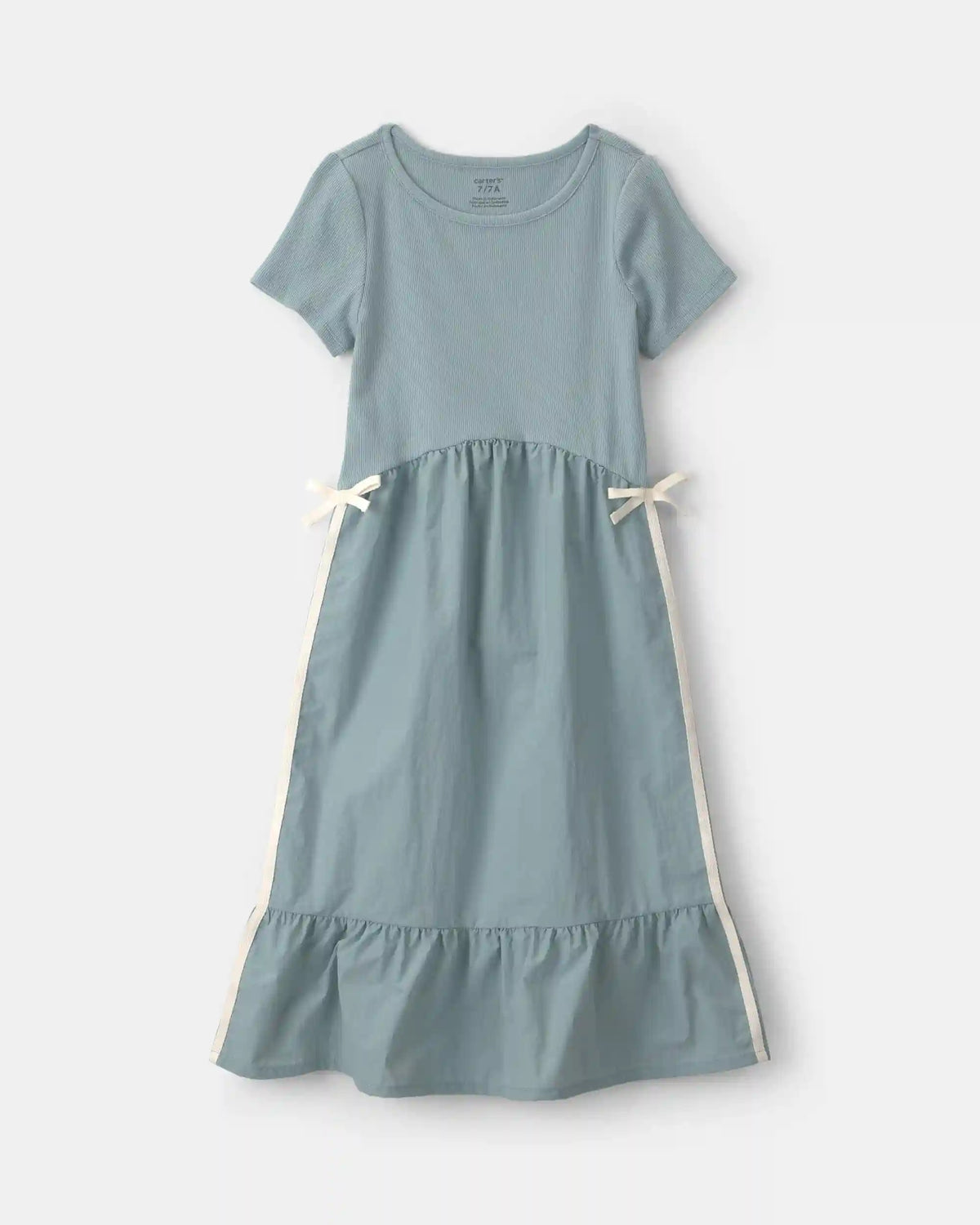 Girls Bow Midi Dress - Blue