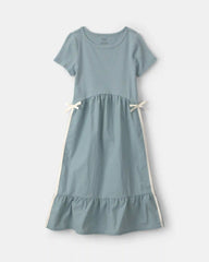 Girls Bow Midi Dress - Blue