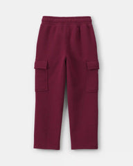 Boys Fleece Cargo Pants - Burgundy