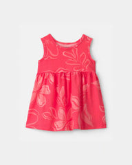 Baby Girl Tropical Floral Sleeveless Dress - Coral