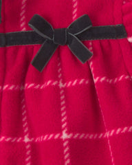 Baby Girl 3-Piece Plaid Fleece Layering Set - Red/Black/Cream