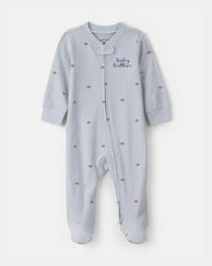 Baby Boy 'Baby Brother' Cotton 2-Way Zip Sleep & Play Pajamas - Blue