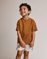 Toddler Boy Henley Tee with Pocket - Golden Yellow