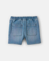 Girls Rainbow Stripe Denim Wrap Skort - Medium Wash