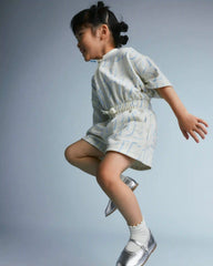 Toddler Girl Flowy Romper in Otter Avenue Print - Cream