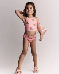 Toddler Girl Smocked Tankini in Floral Print - Pink