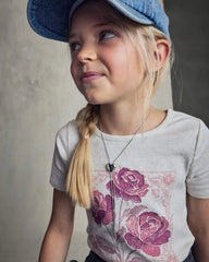 Girls 'Grow Wild Grow Free' Rose Floral Graphic Tee - Cream