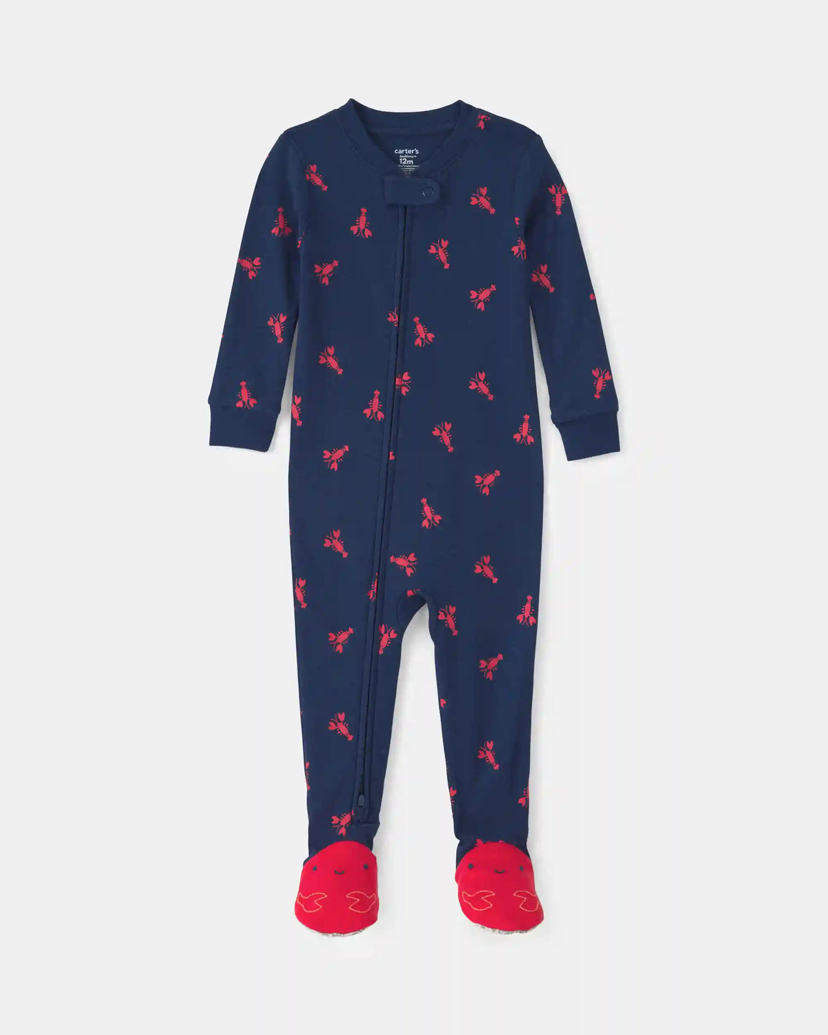Toddler Boy Lobster 100% Cotton Snug Fit 1-Piece Pajama - Blue