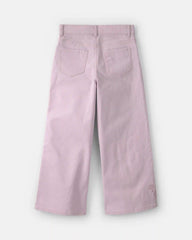 Girls Floral Embroidered Cropped Wide-Leg Pants - Purple