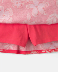 Girls Tropical Floral Skort - Coral