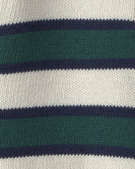 Baby Boy Organic Cotton Sweater Knit Polo in Stripes