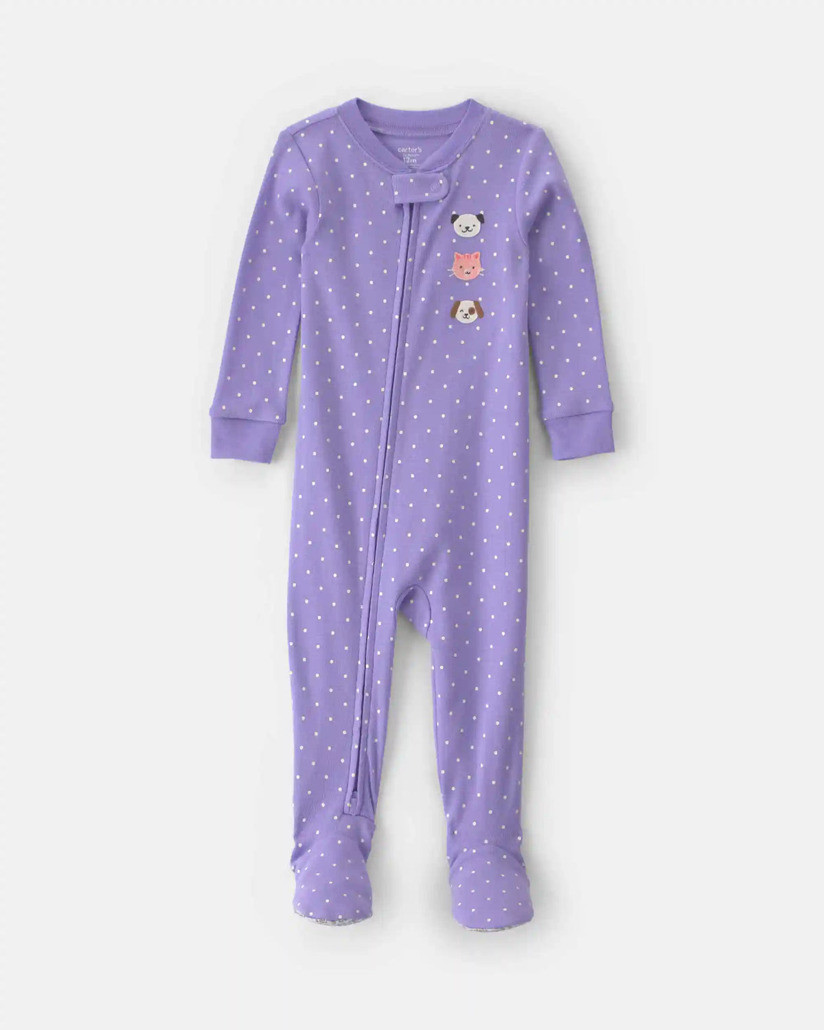 Baby Girl 1-Piece Pets 2-Way Zip 100% Cotton Snug Fit Footed Pajama - Purple