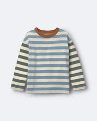 Toddler Long-Sleeve Relaxed Tee in Stripes - Blue/Olive
