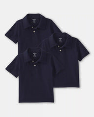 Toddler Boy 3-Pack Uniform Piqué Polo Shirts - Navy
