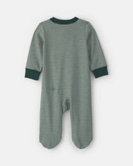 Baby Snowman 100% Cotton 2-Way Zip Sleep & Play Pajamas - Green