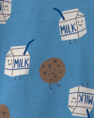 Baby Boy 4-Piece Milk & Cookies 100% Cotton Snug Fit Pajama Set - Blue