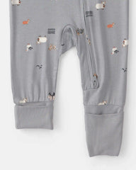 Baby Halloween Farm PurelySoft™ 2-Way Zip Sleep & Play Pajamas - Grey