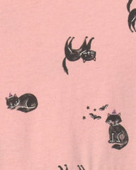 Girls Halloween Cat Long-Sleeve Dress - Pink