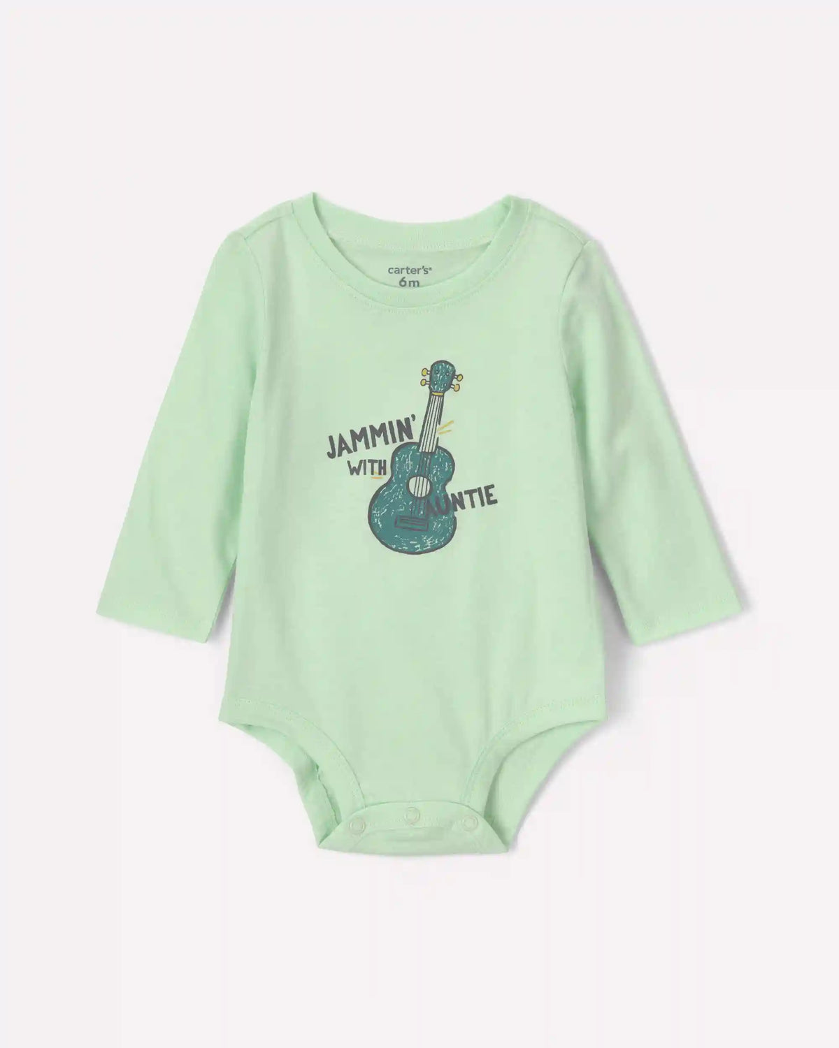 Baby Boy 'Jammin' With Auntie' Long-Sleeve Graphic Bodysuit - Green
