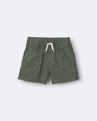 Toddler Standard Shorts with Pockets in Dot Print- Olive