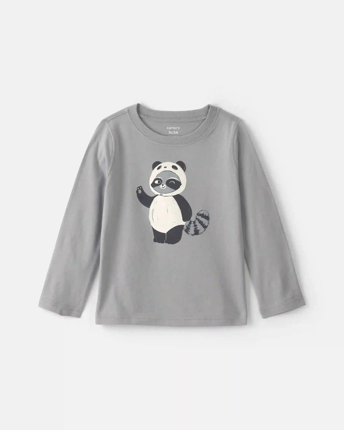 Toddler Boy Raccoon Long-Sleeve Graphic Tee - Grey