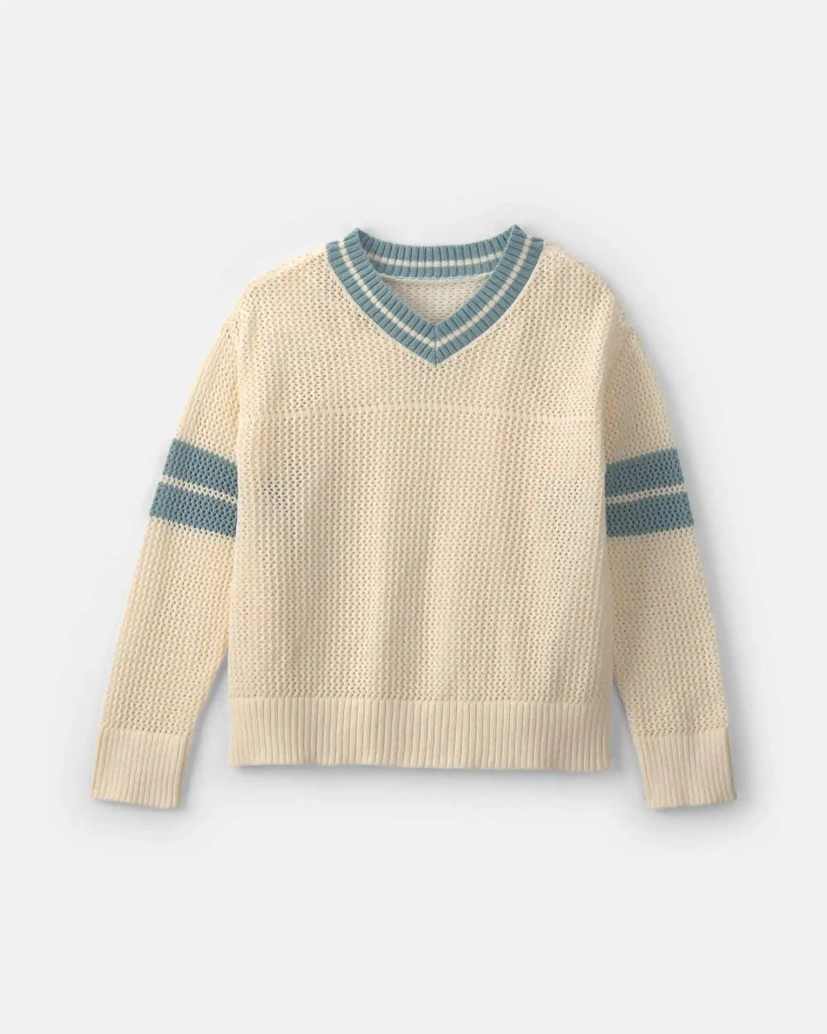 Girls 2-Piece Varsity Sweater - Cream/Blue