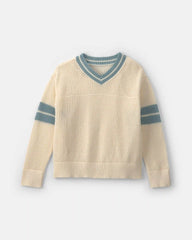 Girls 2-Piece Varsity Sweater - Cream/Blue