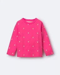 Toddler Girl Long-Sleeve Relaxed Tee in Polka Dot Print - Pink