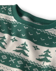 Kids 2-Piece Fair Isle Waffle Knit Pajamas Made with Organic Cotton