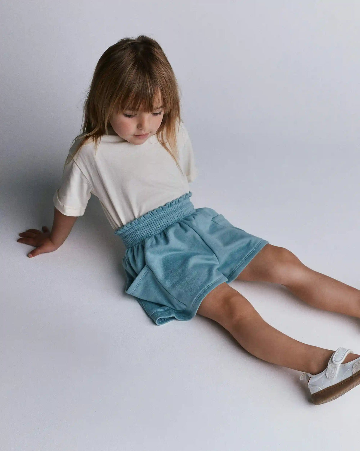 Toddler Girl Swing Shorts with Pockets - Light Blue