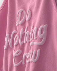 Girls 'Do Nothing Crew' French Terry Romper - Pink